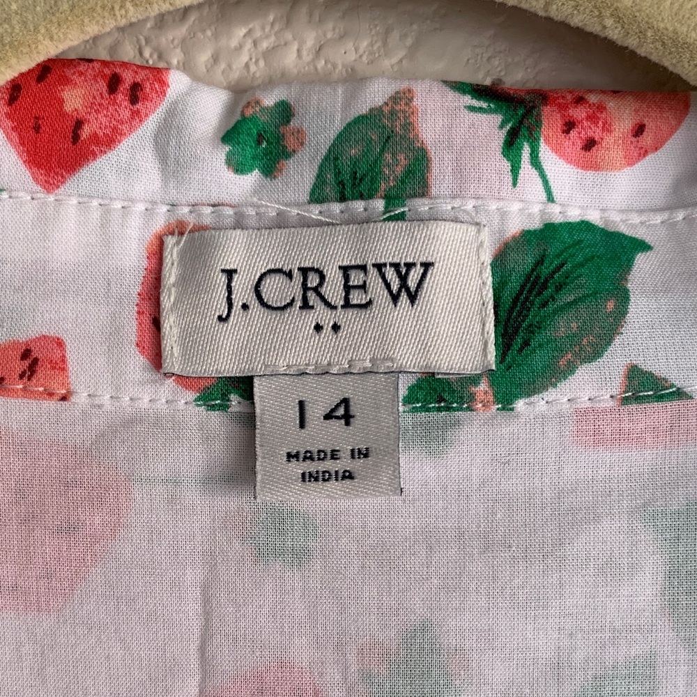 EUC J. Crew White Midi Dress with Strawberry Print - Picture 6 of 6